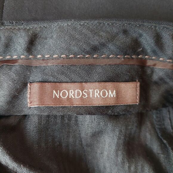 Nordstrom 100% Worsted Wool Black Pleated Dress Pants w/ Pockets Sz 14R/127 - Picture 8 of 10